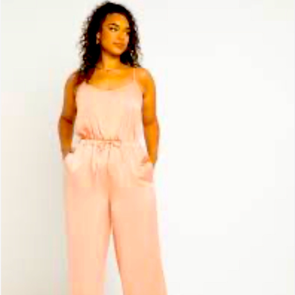 Peach satin jumpsuit